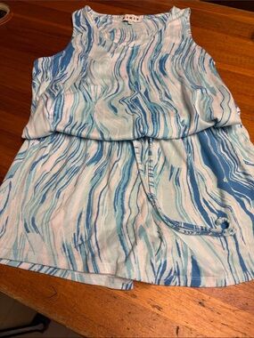 Tiki Blue Marble Print Women's Pajama Tank & Short Set